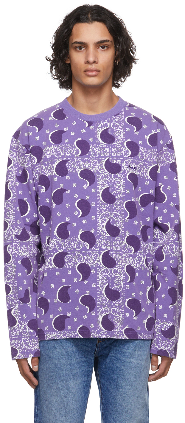 Purple Big Paisley Long Sleeve T-Shirt