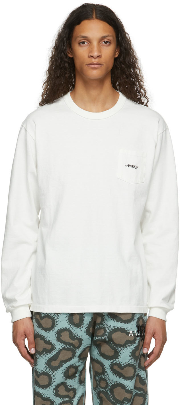 White Classic Logo Pocket T-Shirt by Awake NY on Sale