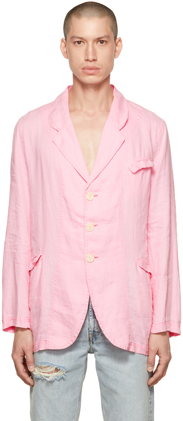 Pink Linen Blazer by Edward Cuming on Sale