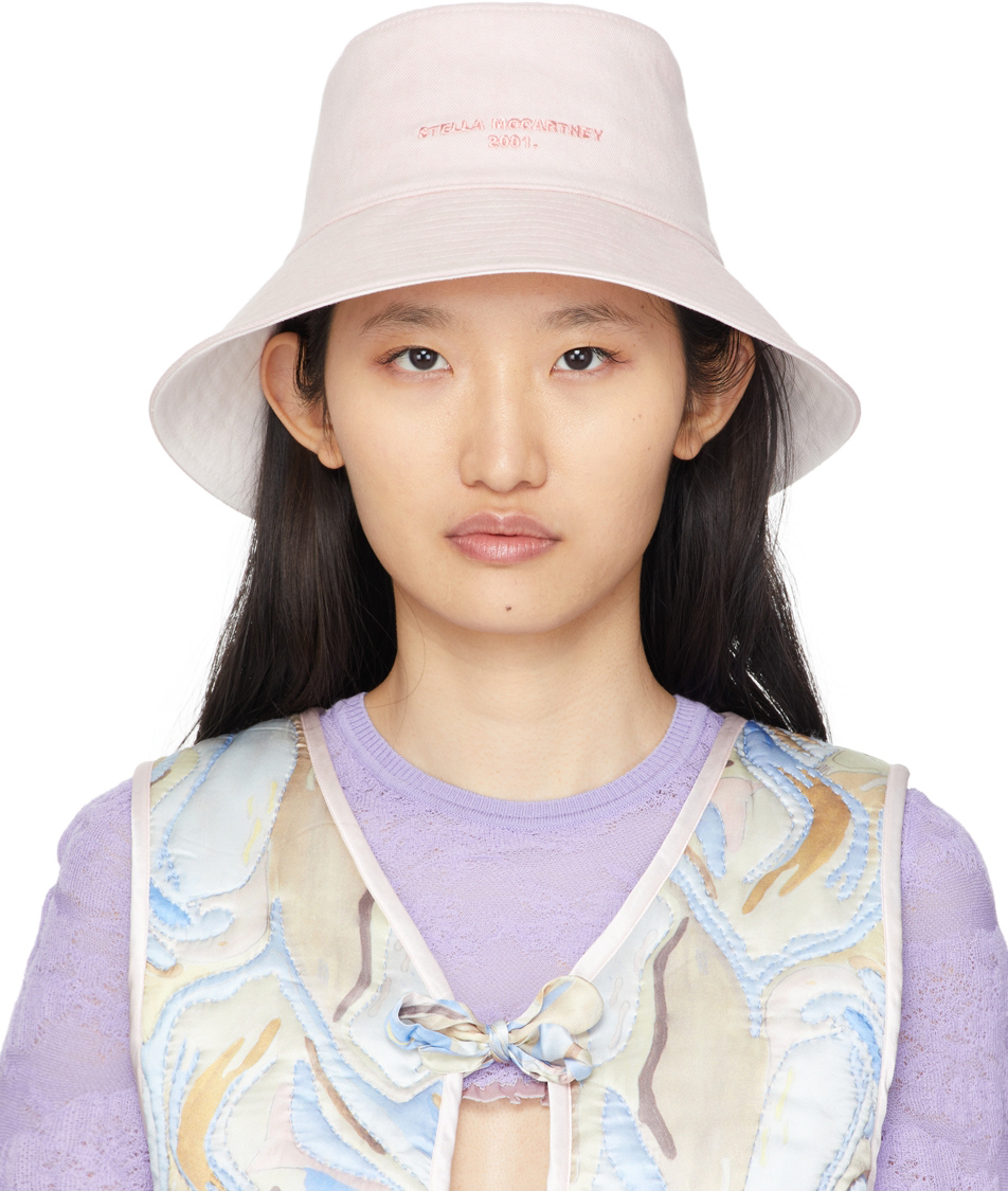 Reversible Pink & White Denim Bucket Hat SSENSE Women Accessories Headwear Hats 