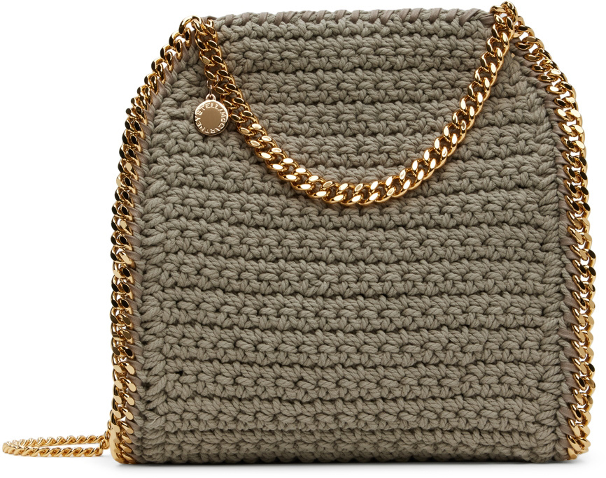 Stella McCartney Grey Crochet Mini Falabella Shoulder Bag