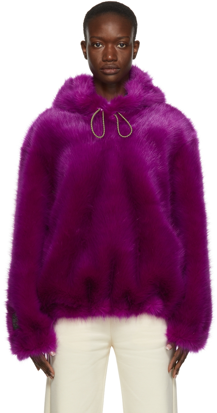Stella McCartney Purple Faux-Fur Adan Hooded Jacket