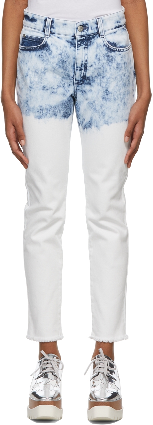 Blue Stella McCartney High-rise Stretch-cotton Carrot Jeans in White Womens Jeans Stella McCartney Jeans 