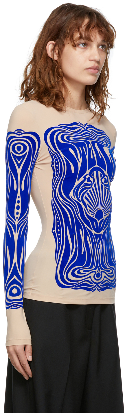 Stella Mccartney Graphic-print Long-sleeve Top In 4011 Bright Blue