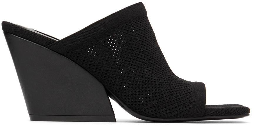 Black Knit Mesh Mules