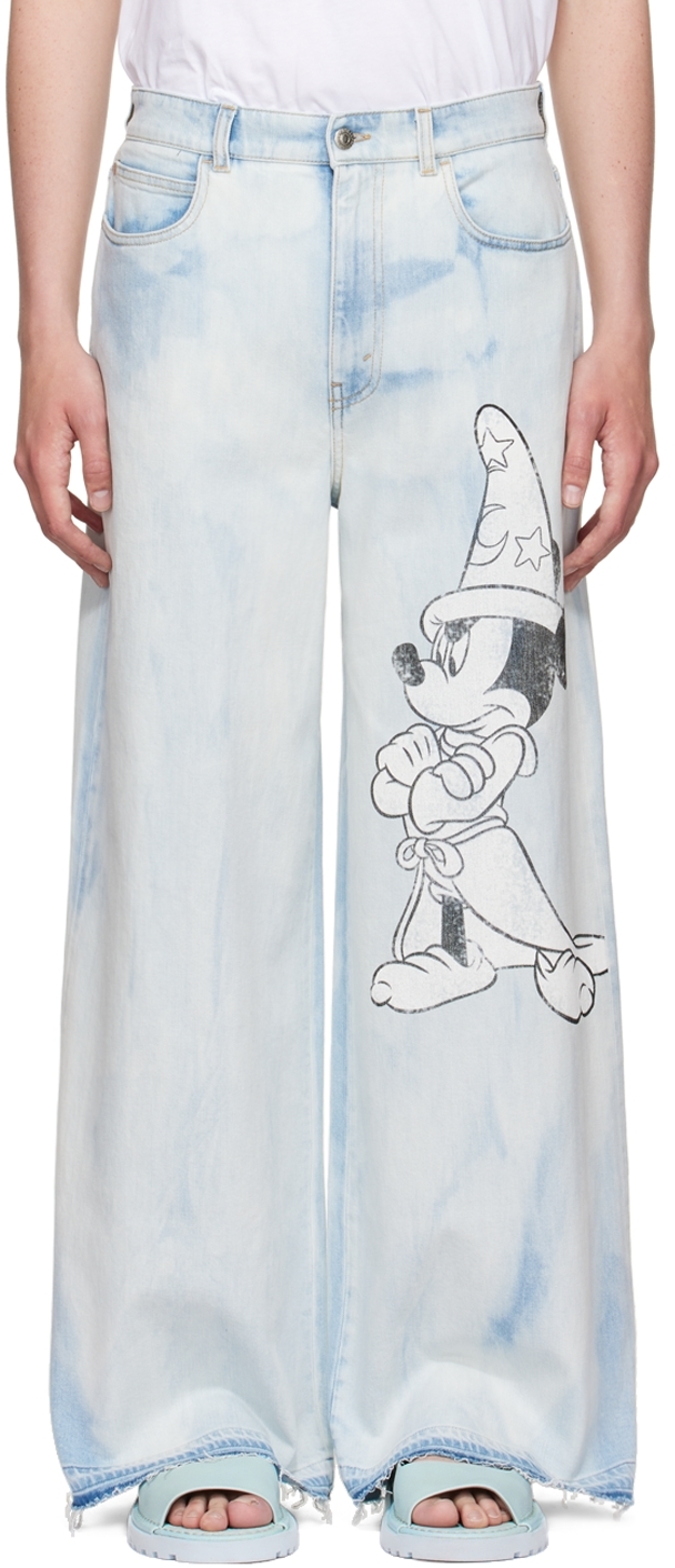 Fantasiaコレクション ブルー Mickey Print ジーンズ