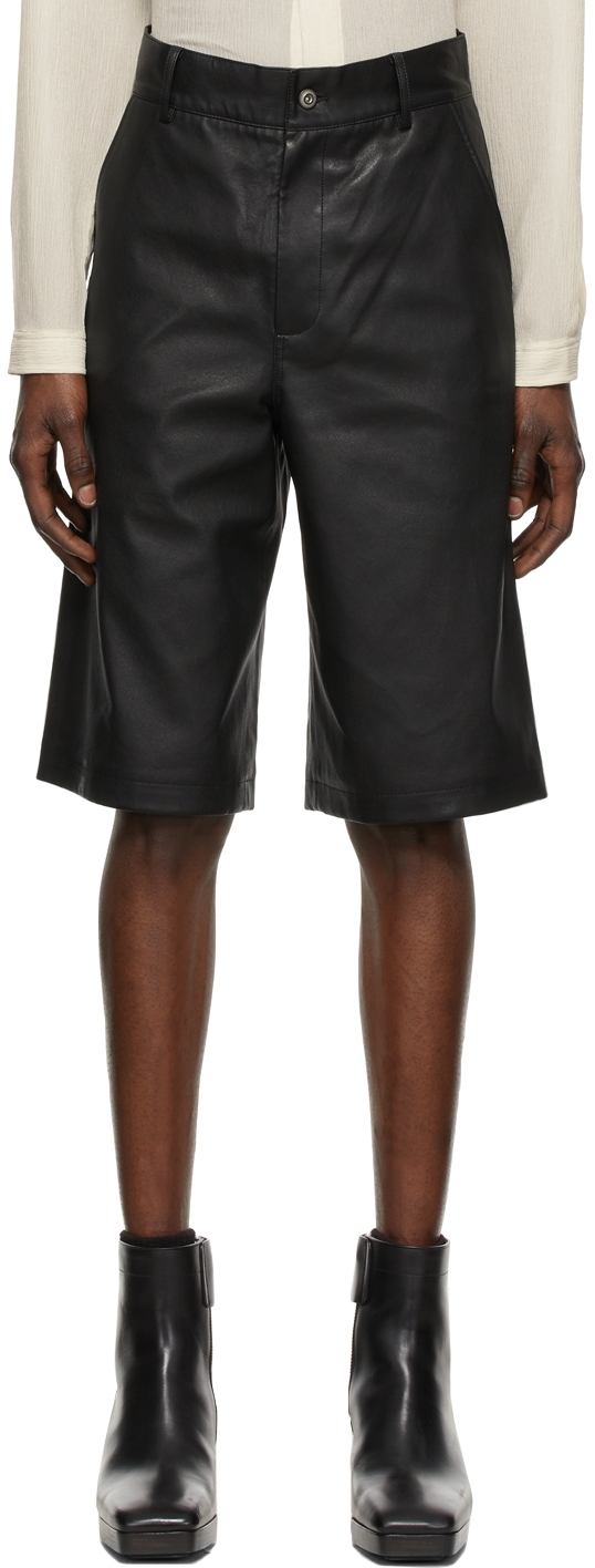 Sean Suen Black Leather Shorts