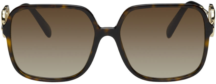 Valentino Brown Oversized Square Sunglasses