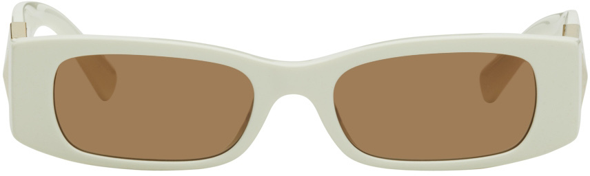 Valentino Off-White Rectangular Sunglasses