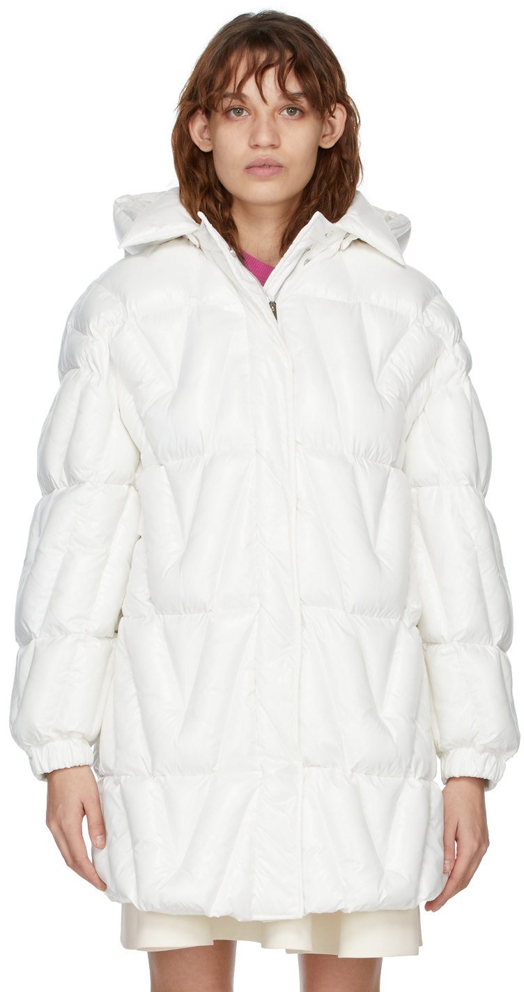 White Insulated Hooded Coat