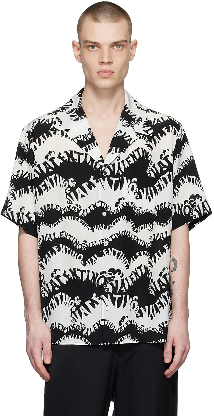 Valentino Wave-print Regular-fit Silk Shirt In Multi