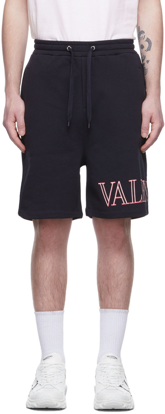 Valentino Navy Neon Universe Print Shorts