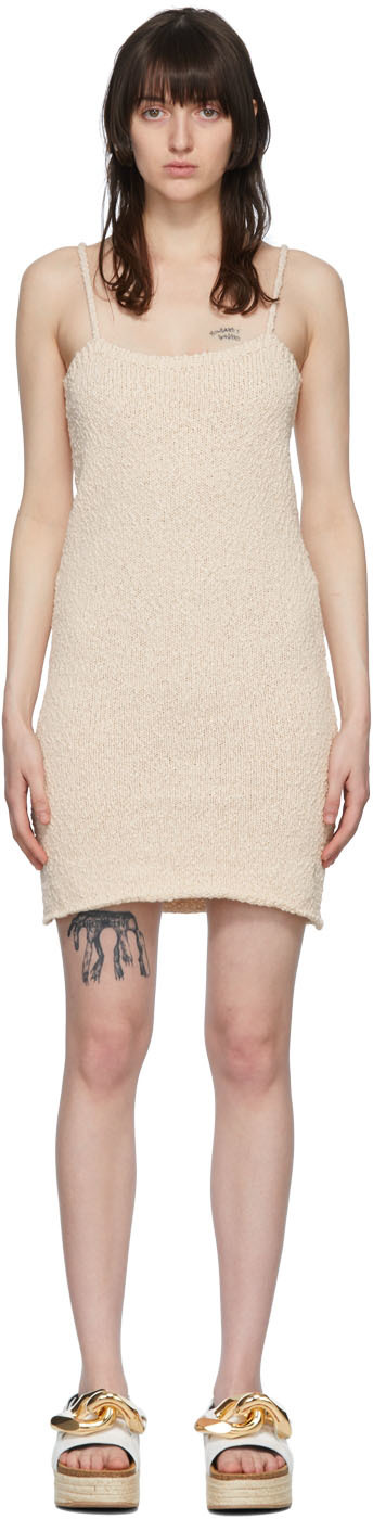 Beige Cotton Mini Dress