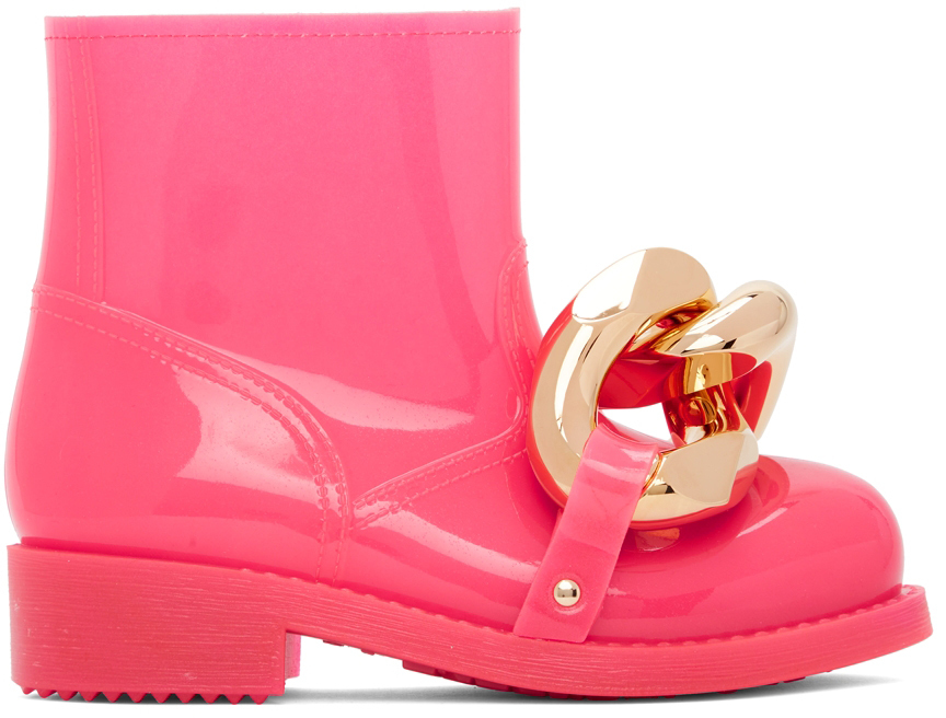 JW Anderson Pink Chain Ankle Boots