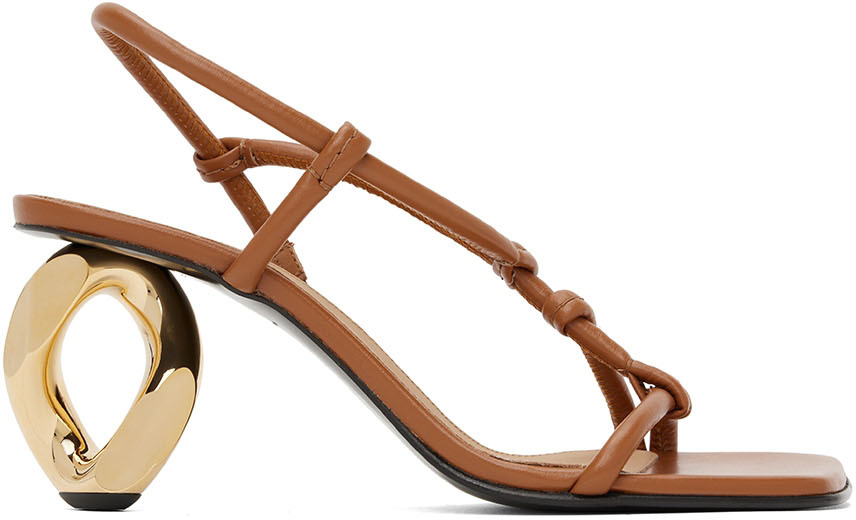 Brown Chain Heeled Sandals