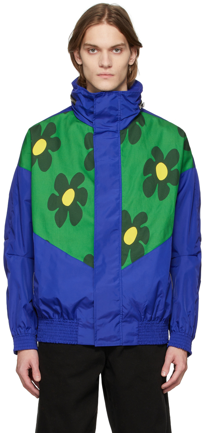 JW Anderson Blue & Green Flower Insert Track Jacket | Smart Closet