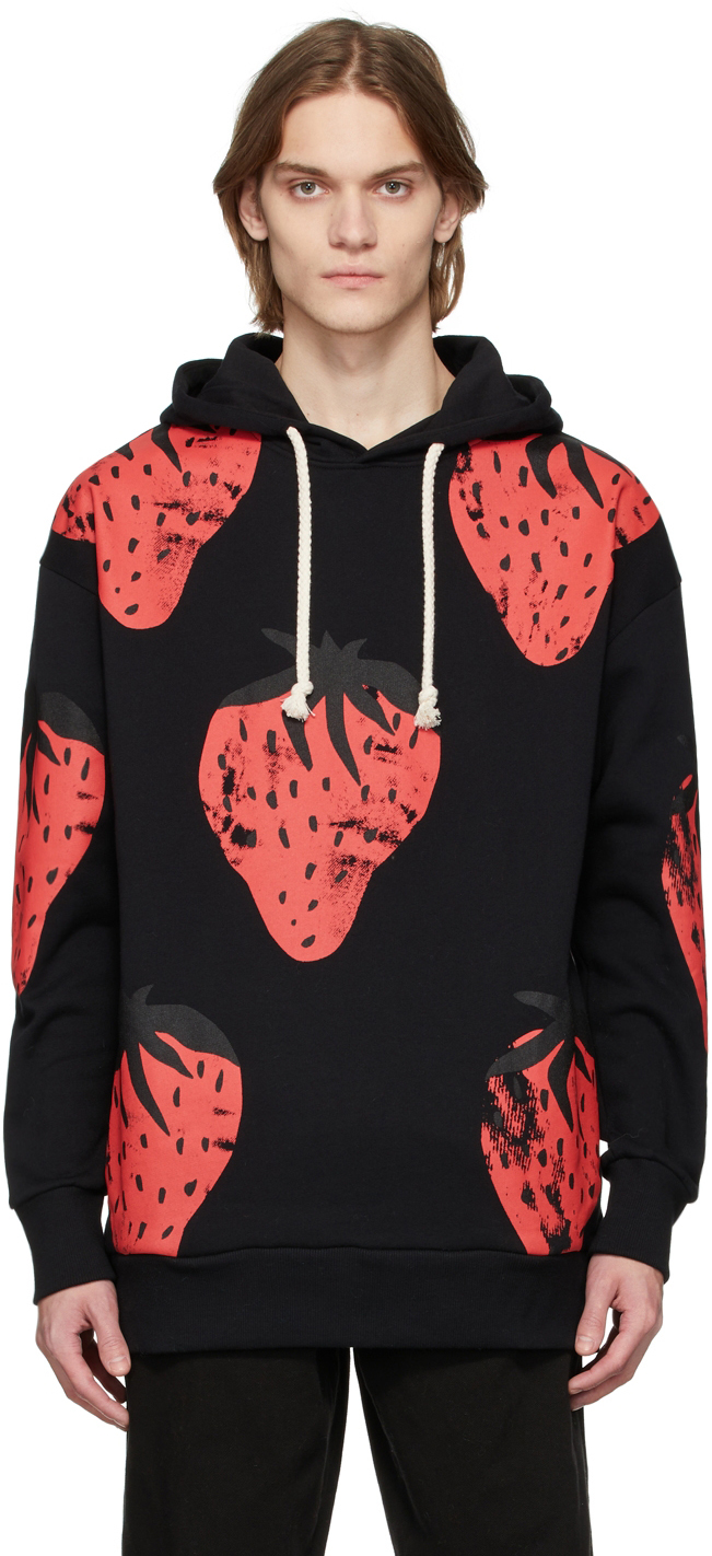 Black & Red Oversized Strawberry Hoodie
