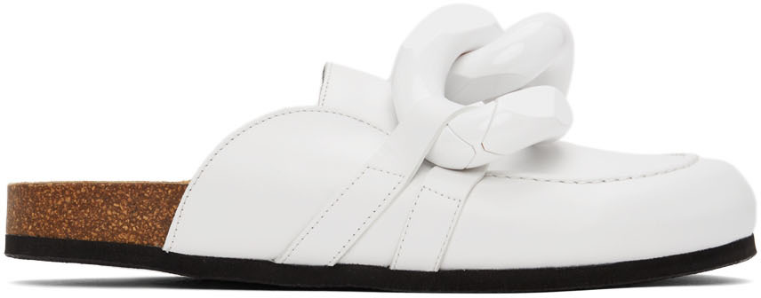 white leather backless loafers