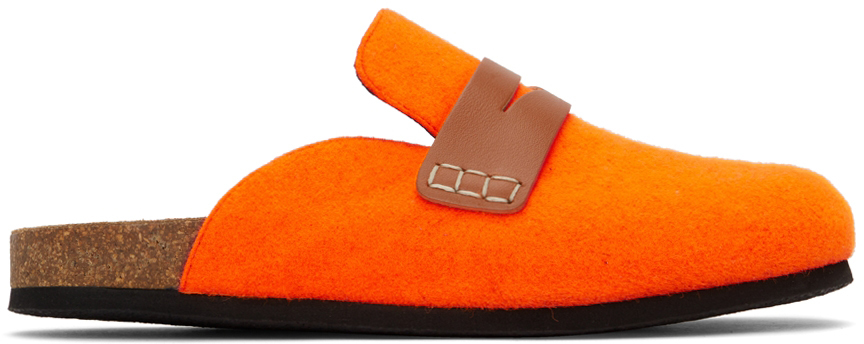 JW Anderson Orange Felt Loafers