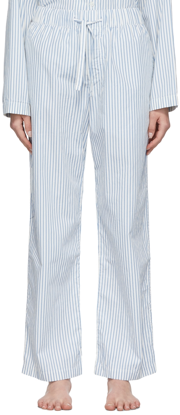 Tekla Blue & White Stripe Pyjama Lounge Pants
