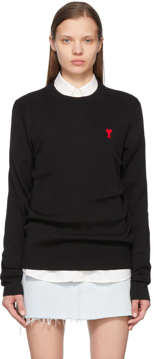 AMI ALEXANDRE MATTIUSSI BLACK AMI DE CŒUR SWEATER