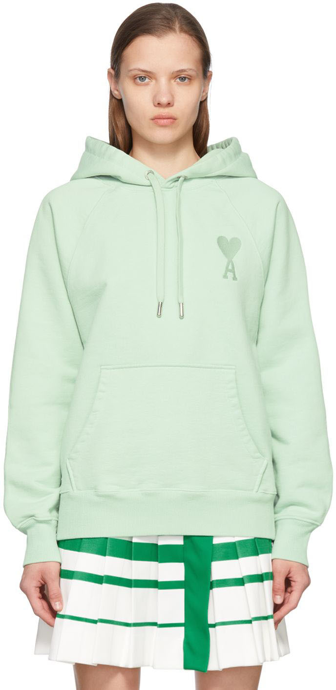 ★関税込★アミ AMI★de Coeur Hood Sweatshirt Pale Green★ LODEN Ami de Coeur Hoodie | AMI PARIS