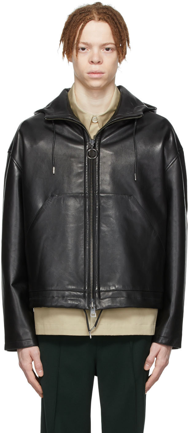 Ami Alexandre Mattiussi Black Leather Jacket In Black/001