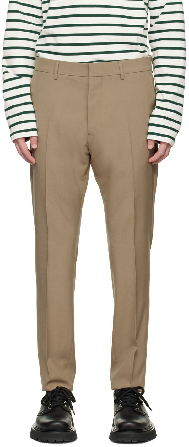 Taupe Cigarette-Fit Trousers SSENSE Men Clothing Pants Formal Pants 