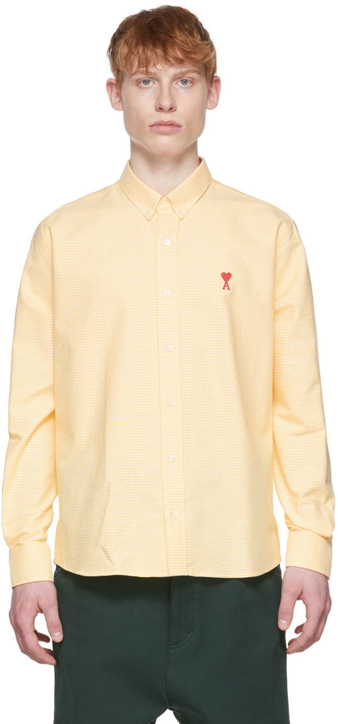 Yellow & White Ami De Cœur Shirt by AMI Alexandre Mattiussi on Sale