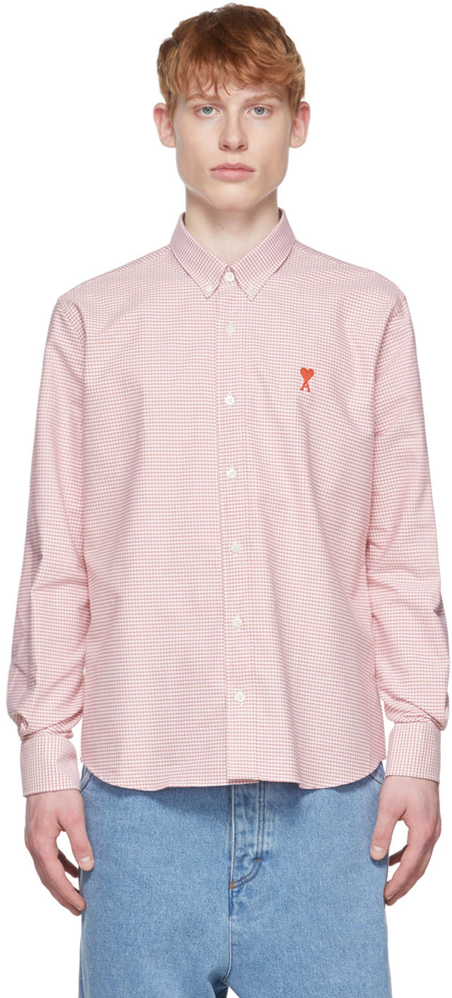 AMI Alexandre Mattiussi Pink & White Ami De Caur Shirt