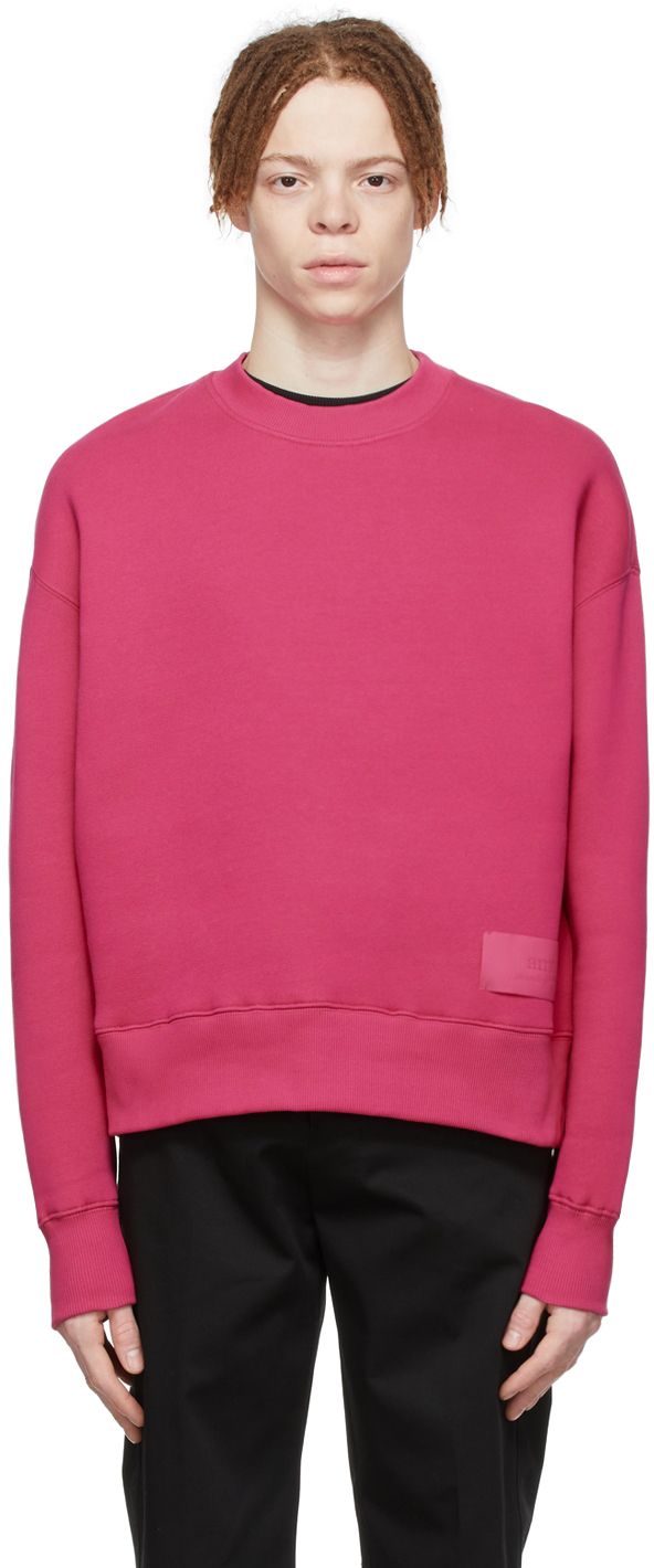 Pink Organic Cotton Sweatshirt by AMI Alexandre Mattiussi on Sale