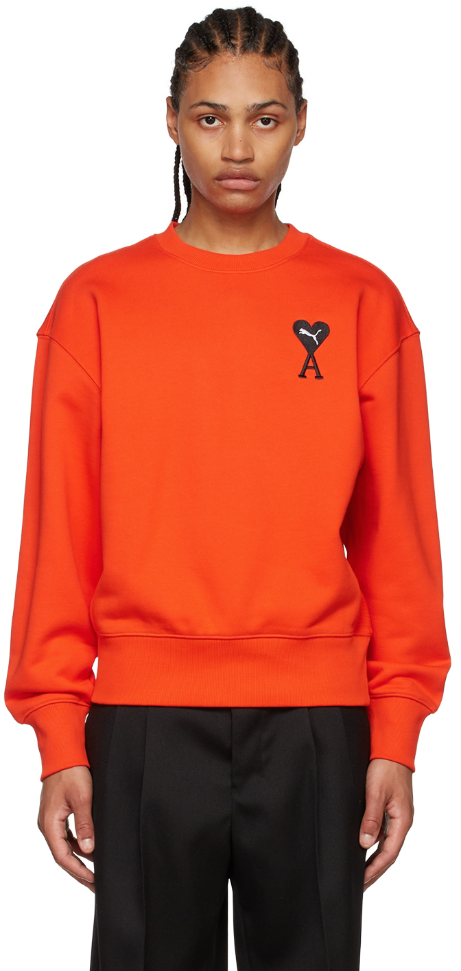 Orange Puma Edition Sweatshirt by AMI Alexandre Mattiussi on Sale