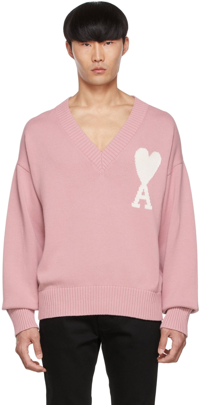 AMI Alexandre Mattiussi Pink Ami De Caur Sweater