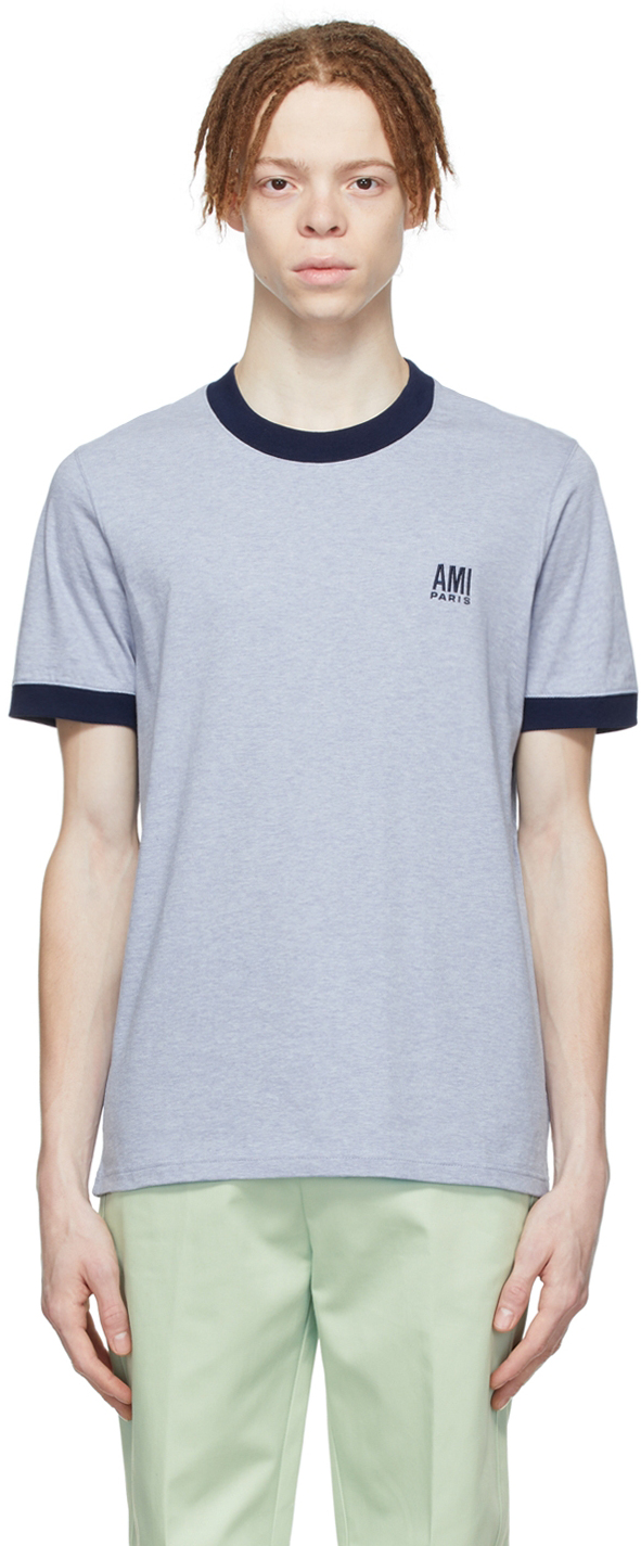 T-shirt marine à logo ami de cœur exclusif à ssense Coton AMI pour homme en coloris Bleu Homme Vêtements T-shirts 