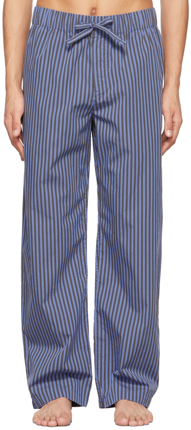 Tekla Blue \u0026 Grey Poplin Pyjama Pants 