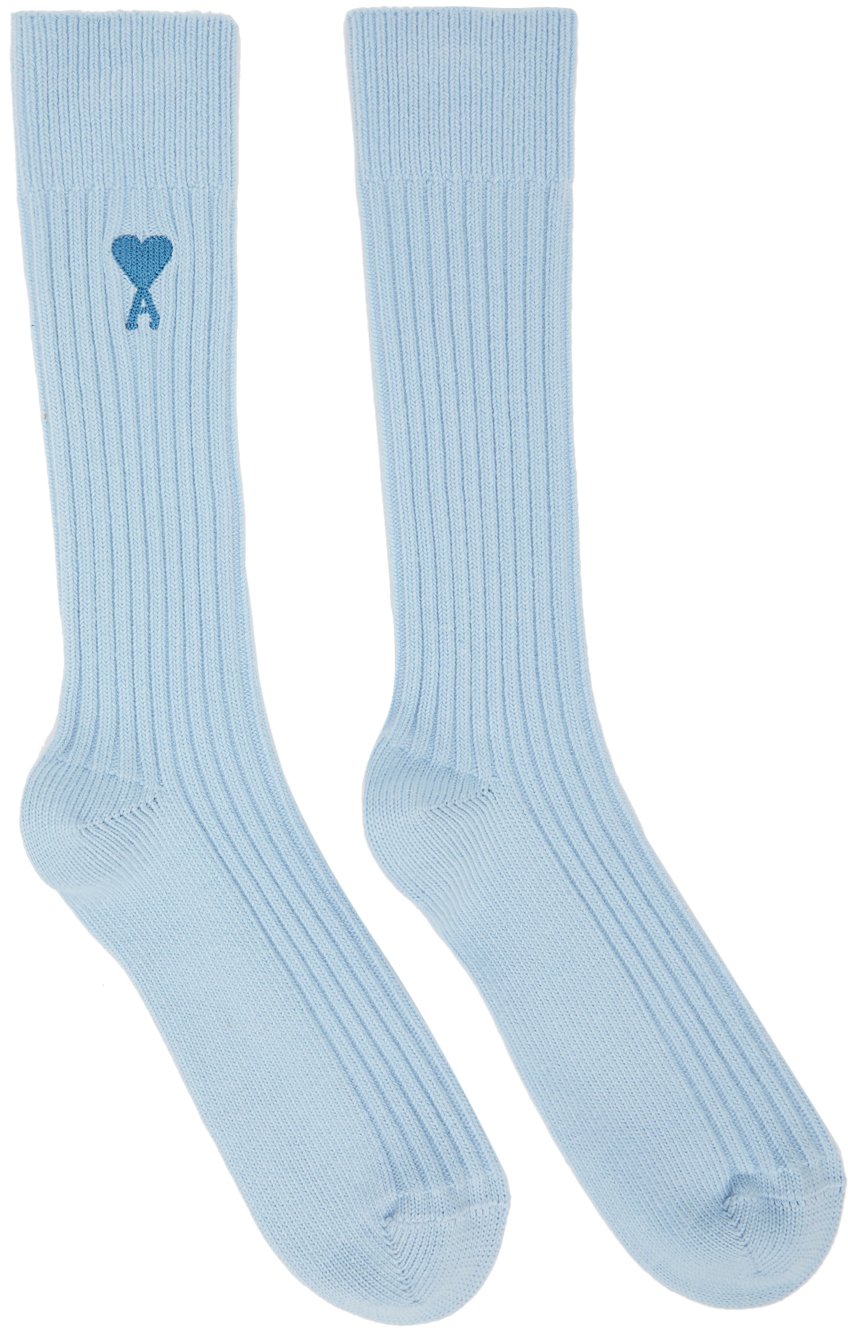 AMI Alexandre Mattiussi Blue Ami De Caur Plain Socks