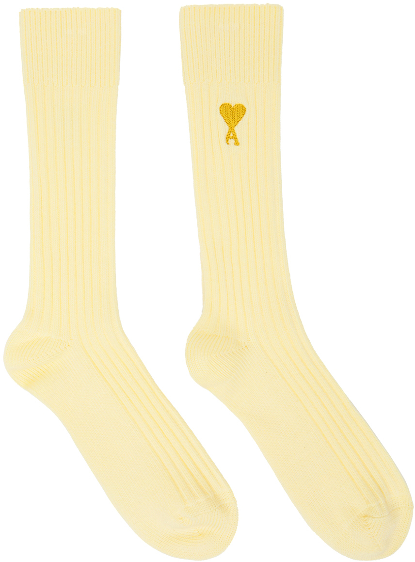 AMI Alexandre Mattiussi Yellow Ami De Caur Plain Socks