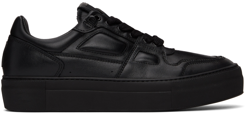 AMI Alexandre Mattiussi Black Leather Ami de Caur Low-Top Sneakers