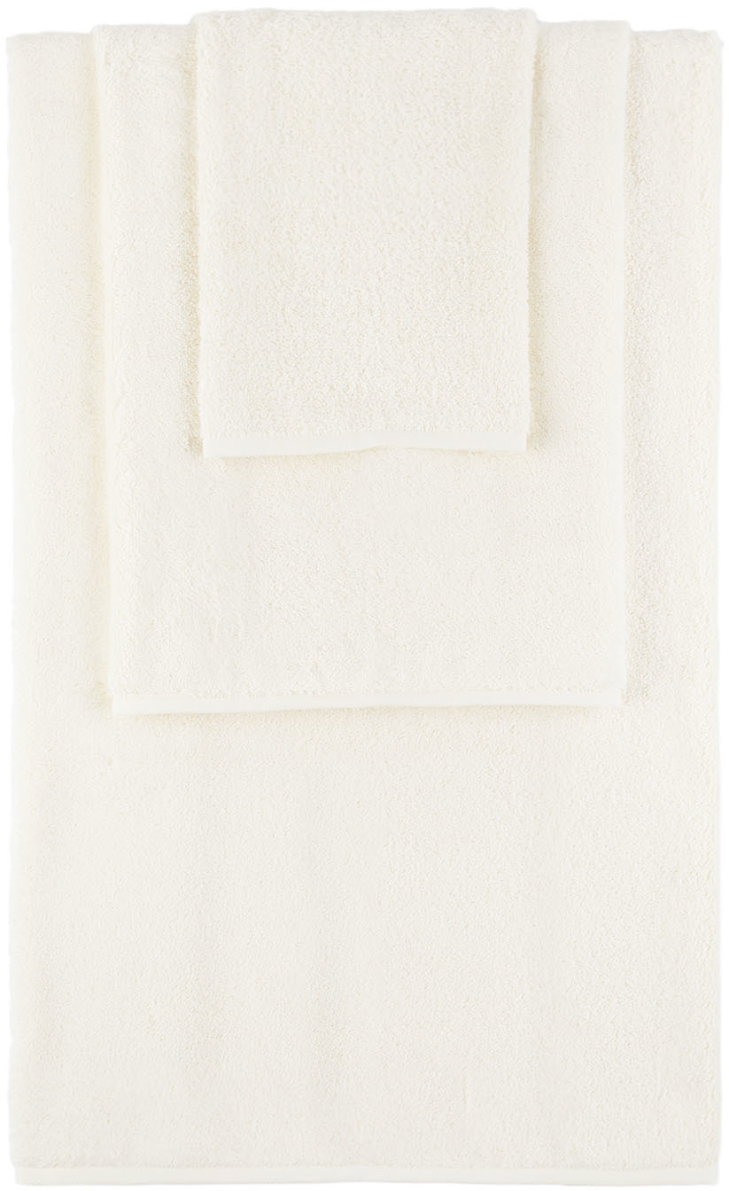 Tekla Off-white Solid Three-piece Towel Set In Ivory