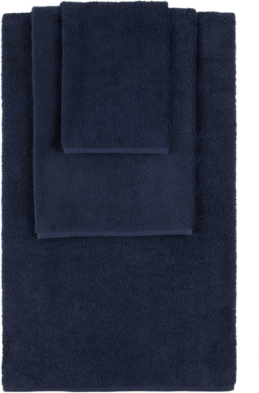 Tekla Navy Solid Three-piece Towel Set