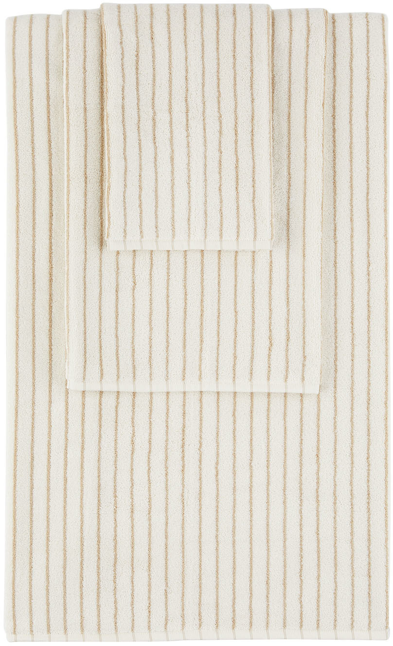 Tekla Off-white Striped Three-piece Towel Set In Sienna Stripes