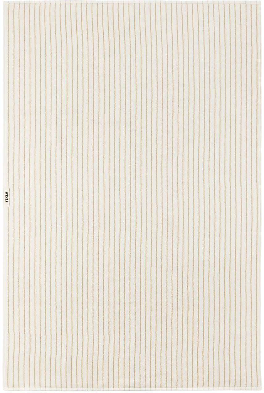 Tekla Off-white Organic Cotton Towel In Sienna Stripes