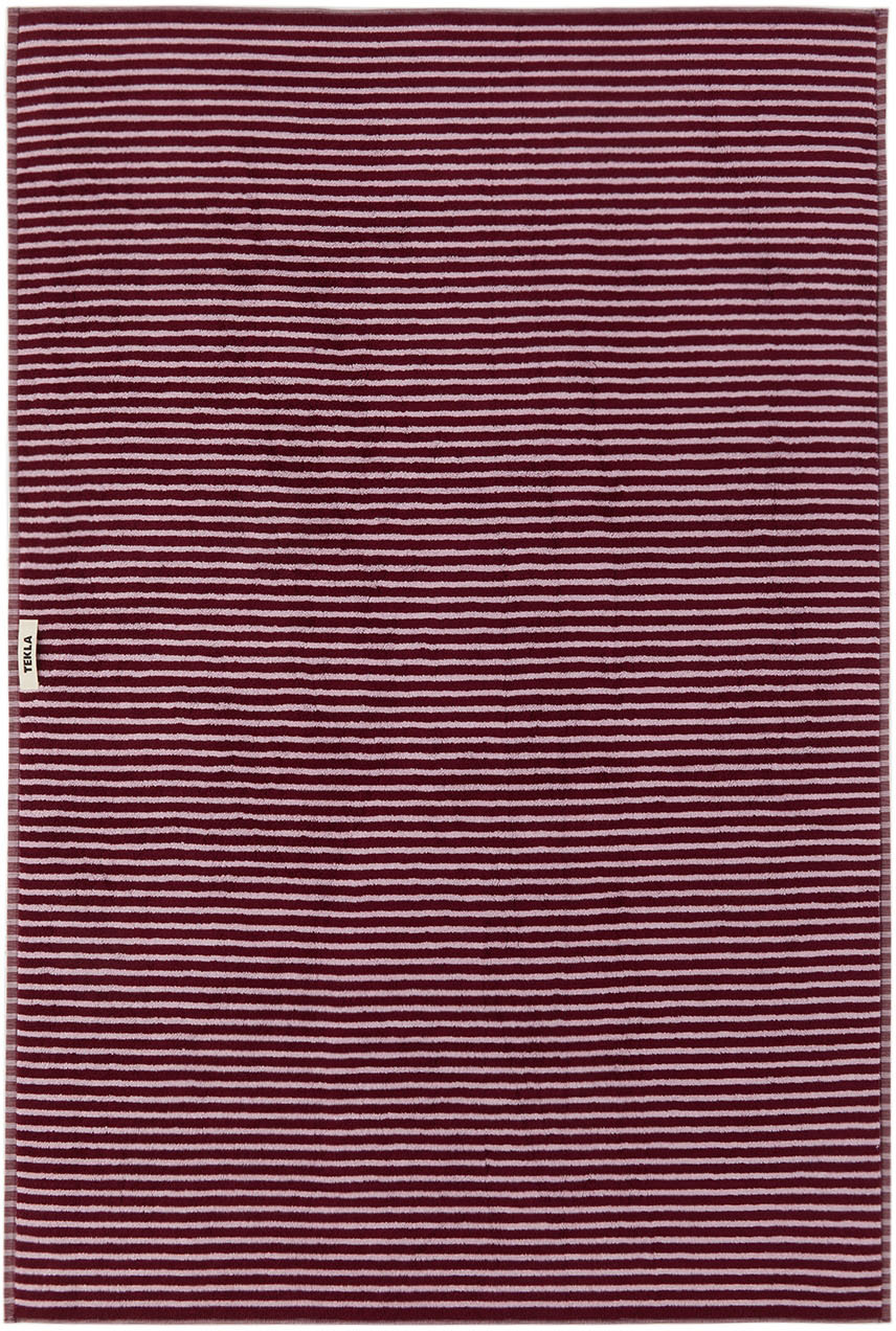 Tekla Red Organic Cotton Towel In Red And Rose Stripes