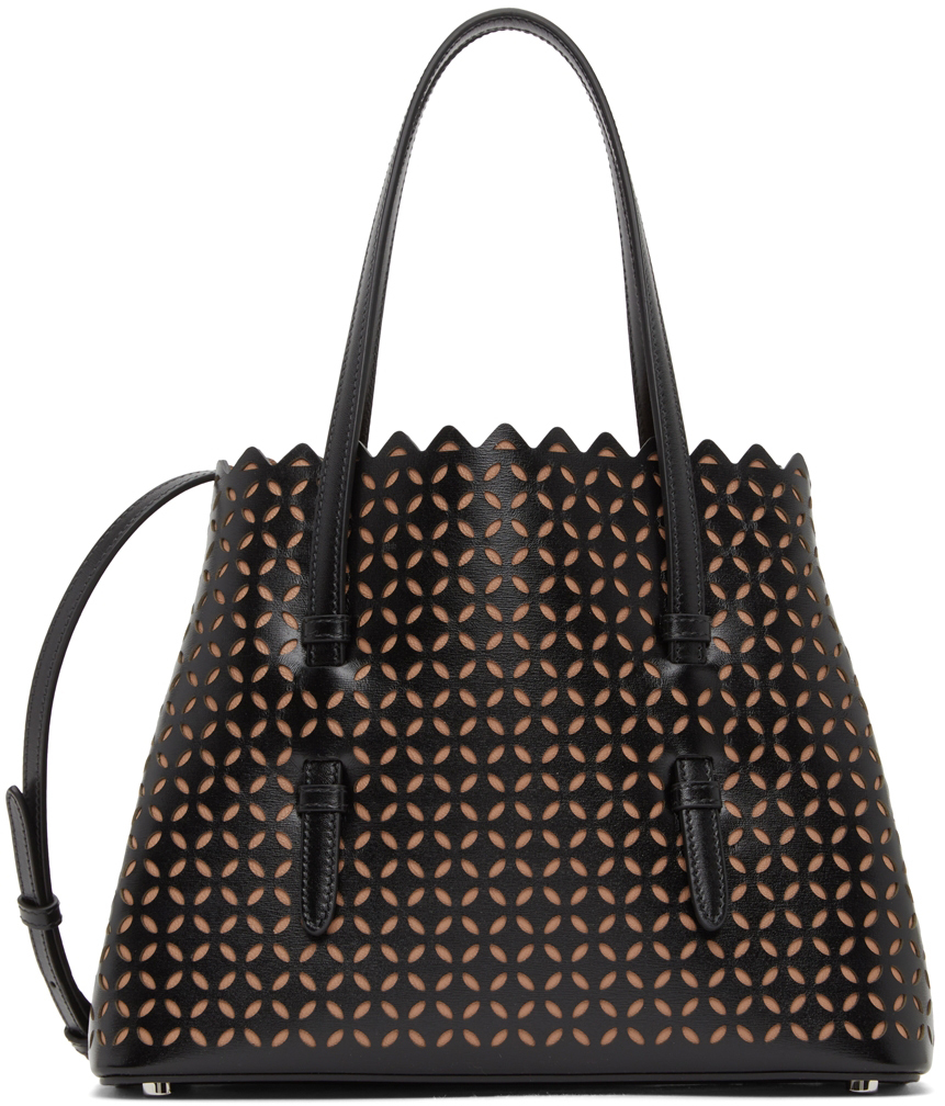 ALAÏA Black & Tan Mina 25 Petal Shoulder Bag