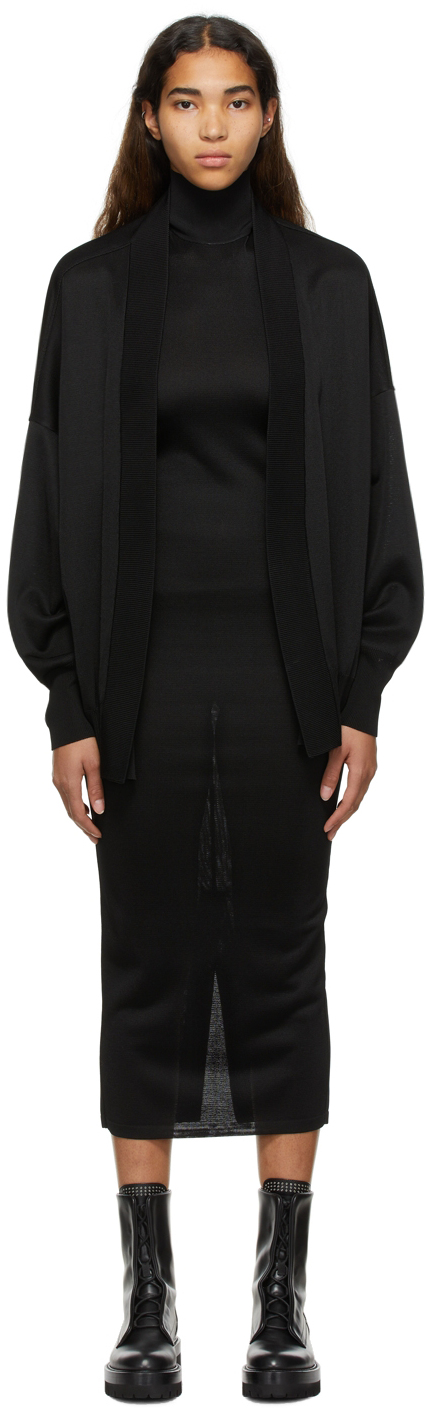 ALAÏA: Black Cardi Midi Dress | SSENSE