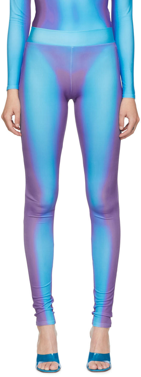 Blue Polyester Leggings