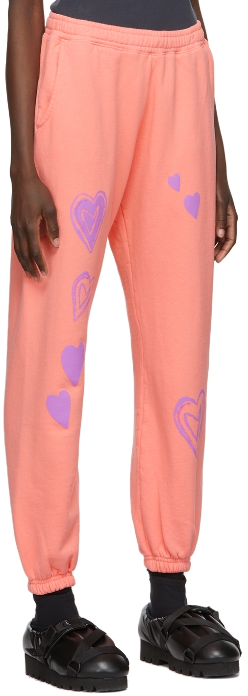 Kids Worldwide Ssense Exclusive Pink & Purple All Over Heart Print Lounge Pants In Bubble Gum