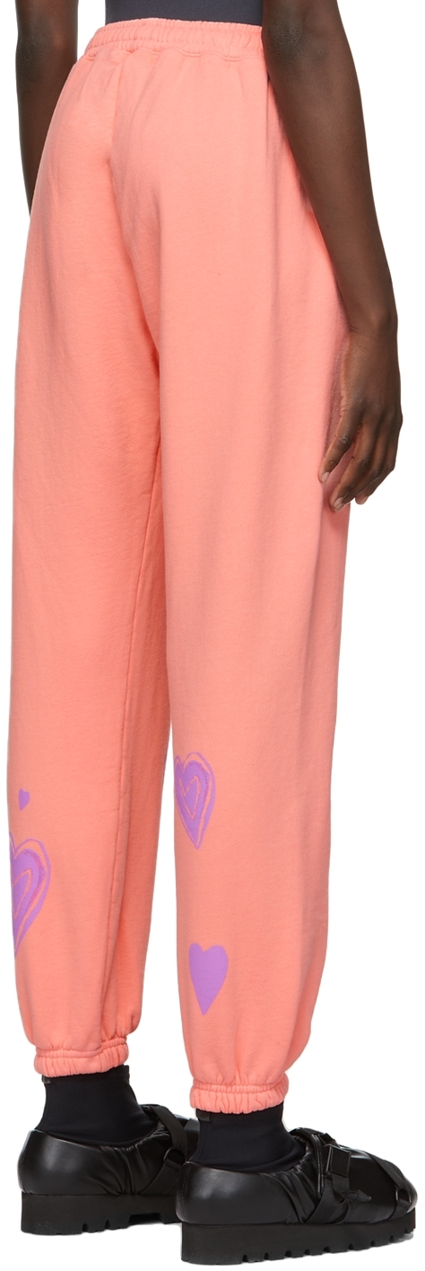 Kids Worldwide Ssense Exclusive Pink & Purple All Over Heart Print Lounge Pants In Bubble Gum