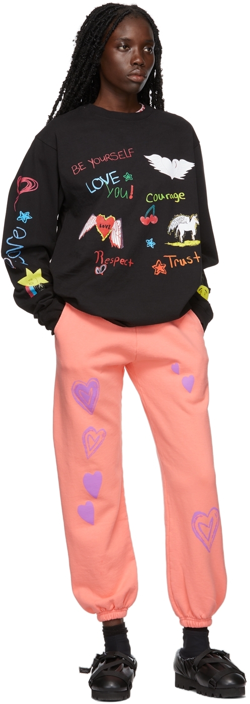 Kids Worldwide Ssense Exclusive Pink & Purple All Over Heart Print Lounge Pants In Bubble Gum