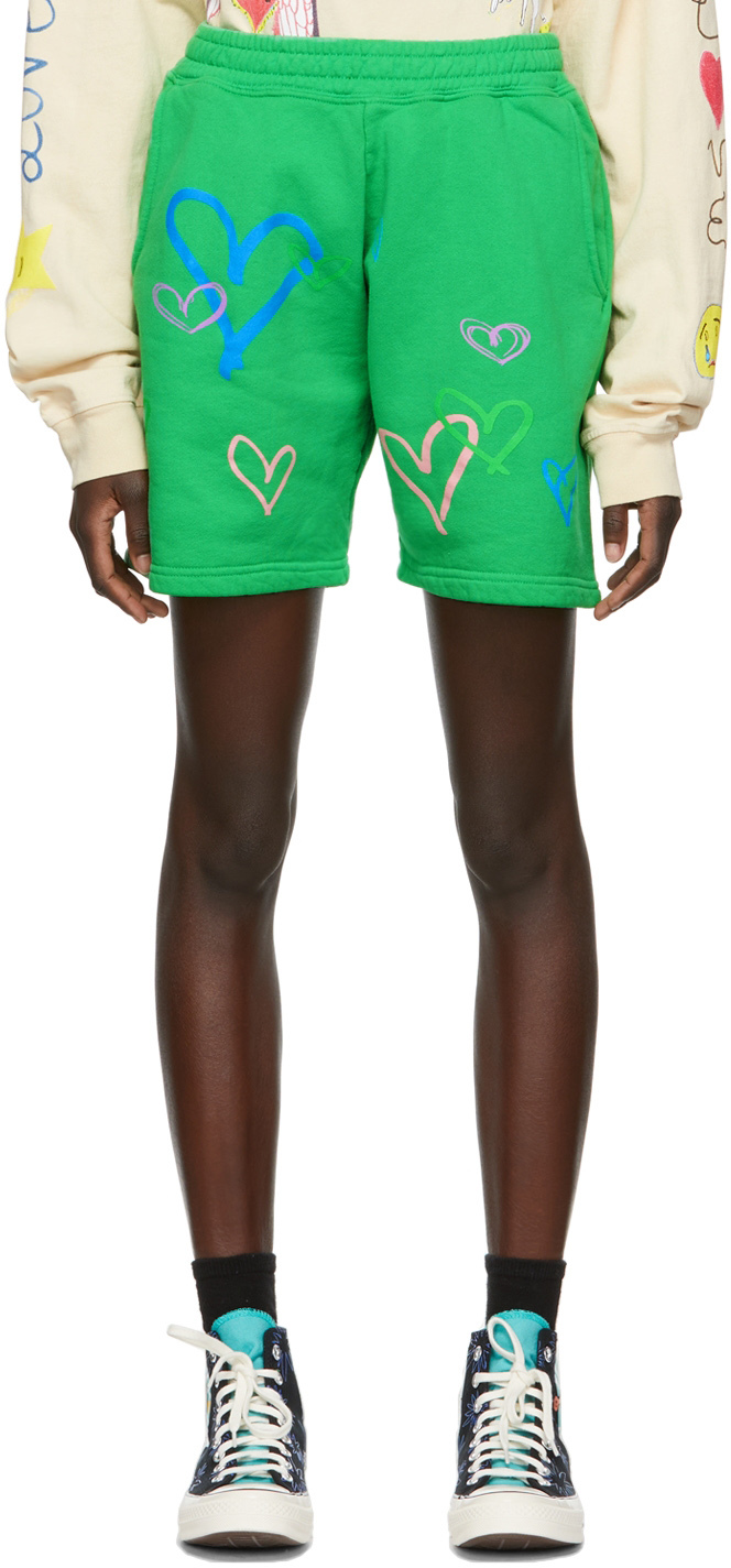 Kids Worldwide SSENSE Exclusive Green Love You Shorts